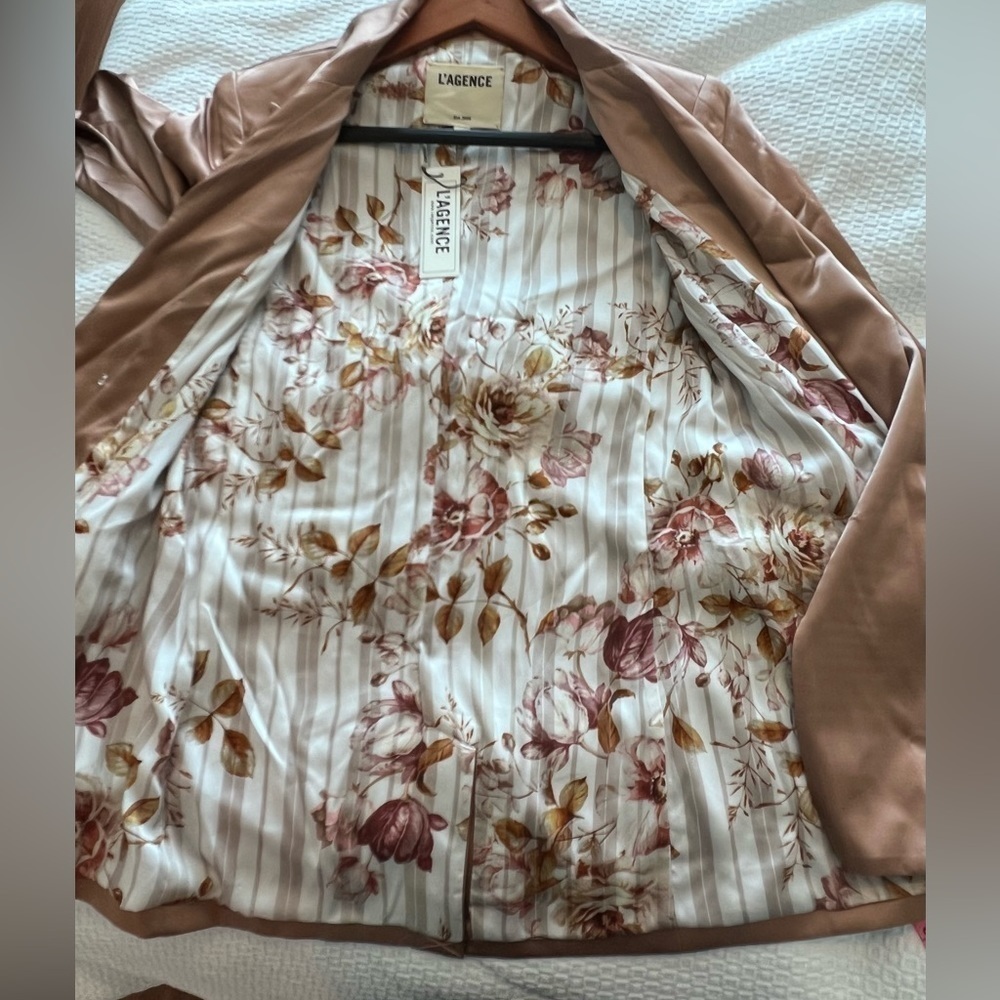 L'AGENCE 100% Silk Double-Breasted Blazer Jacket 2 - Picture 8 of 16
